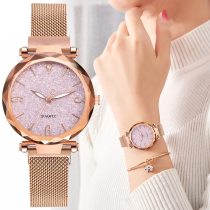 Rose Gold Women Watch 2020 Top Brand Luxury Magnetic Starry Sky Lady Wrist Watch Mesh Female Clock