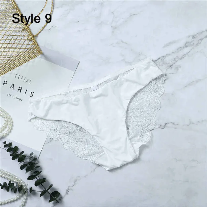 Fashion Women's Sexy Lace Panties Seamless Underwear Briefs Leopard Ice Silk for Girls Bikini Cotton Crotch Transparent Lingerie