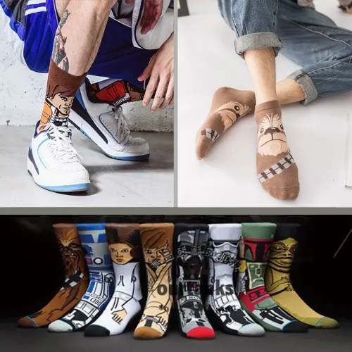 Men Socks New Star Wars Movie Socks Master Yoda Cosplay Socks Wookiee Jedi Knight Novelty Women Socks Soft Sox Dropshipping Gift