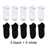 10 Pairs Women Socks Breathable Sports socks Solid Color Boat socks Comfortable Cotton Ankle Socks White Black ~
