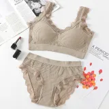 Women Sexy Push Up Underwear Bra Set Sports Lace Bra Set Top High Impact For Fitness Padded Running Jogging Gym Wear Female Bra