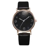 Top Style Fashion Women's Luxury Leather Band Analog Quartz Wrist Watch Golden Ladies Watch Women Dress  Black Clock