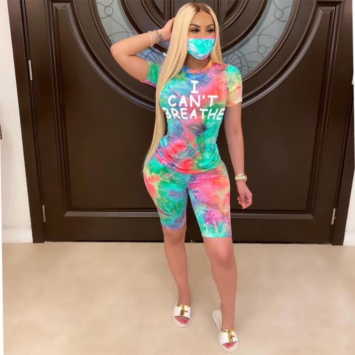 JRRY Women Tracksuit Two Pieces Set Mask Short Sleeve V Neck Top Short Pants 2 Pieces Set Outfits Skinny Elastic Outdoor Wear