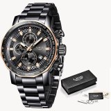 Fashion Mens Watches Luxury Stainless Steel Waterproof Quartz Watch Men Top Brand Business Chronograph