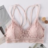 French women's lace sexy lace bra seamless deep V lace thin wireless bra triangle cup underwear sexy female underwear soft bra