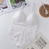 French women's lace sexy lace bra seamless deep V lace thin wireless bra triangle cup underwear sexy female underwear soft bra