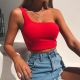 Sexy Women Cool Single One Shoulder Crop Tops Sleeveless Casual Tank Tops Summer Beach Crop Top Fashion Tank Vests 6 Colors