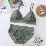 French women's lace sexy lace bra seamless deep V lace thin wireless bra triangle cup underwear sexy female underwear soft bra