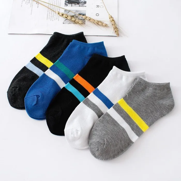 22 Styles 5 Pairs/lot Men Summer Cotton Socks Solid Color Striped Animals Ship Socks Fashionable Male Ankle Socks