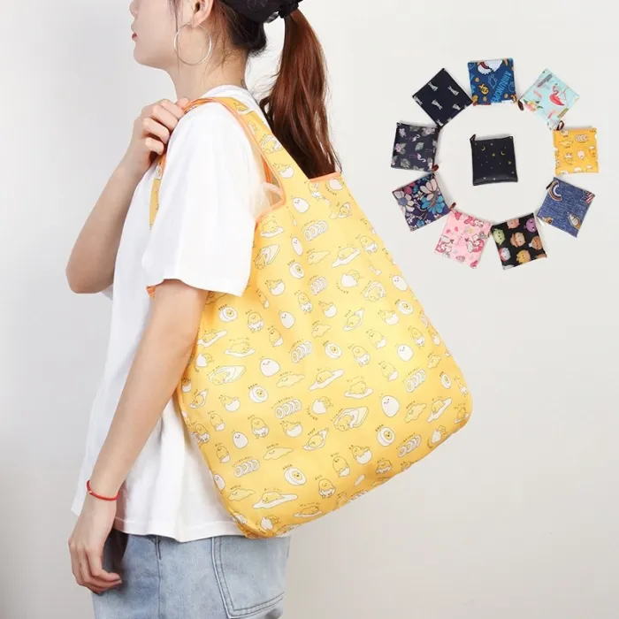 Folding Shopping Bag Eco Friendly Ladies Gift Foldable Reusable Tote Bag Portable Travel Shoulder Bag Small Size