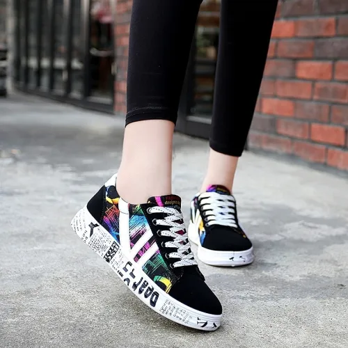 Rainbow Canvas  Shoes New Fashion Shoes Leisure Board Shoes Retro Wild Low-top Breathable Casual Shoes  Men Fashion Shoes