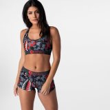 VAZN Camouflage Colorful Printed Sexy Two Piece Set Spaghetti Strap Sleeveless Crop Top And Sheath Short Pants Tracksuit LS6222