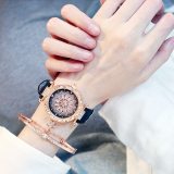 2019 Women Watches Set Starry Sky Ladies Bracelet Watch Casual Leather Sports Quartz Wristwatch Clock