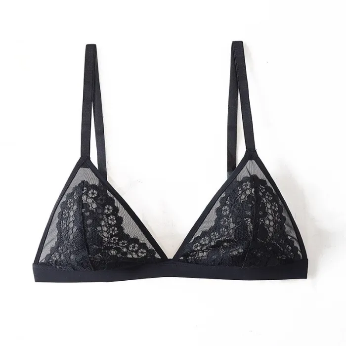 Hot Girls Lace Bra Sexy Embroidery Floral Translucent Bra Women Underwear White Black Bralette Wireless Seamless brassiere