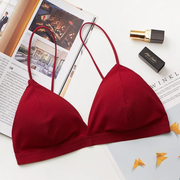 GUMPRUN Seamless Soft Bras for Women Thin Strap Wireless Push Up Bra Backless Comfort Underwear Bralette Sexy Lingerie
