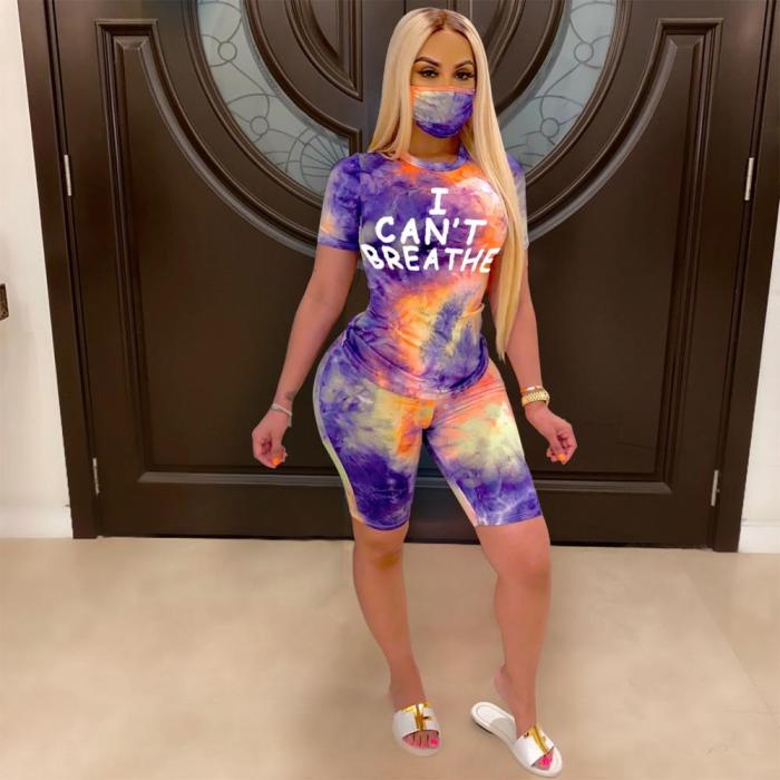 JRRY Women Tracksuit Two Pieces Set Mask Short Sleeve V Neck Top Short Pants 2 Pieces Set Outfits Skinny Elastic Outdoor Wear