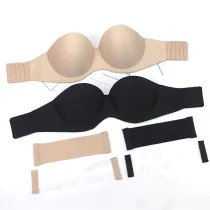 2020 Sexy Gathering Invisible Bras Bralette Underwear Women Push Up Strapless Bra Wedding Brassiere Underwired Back 1/2 Cup Band