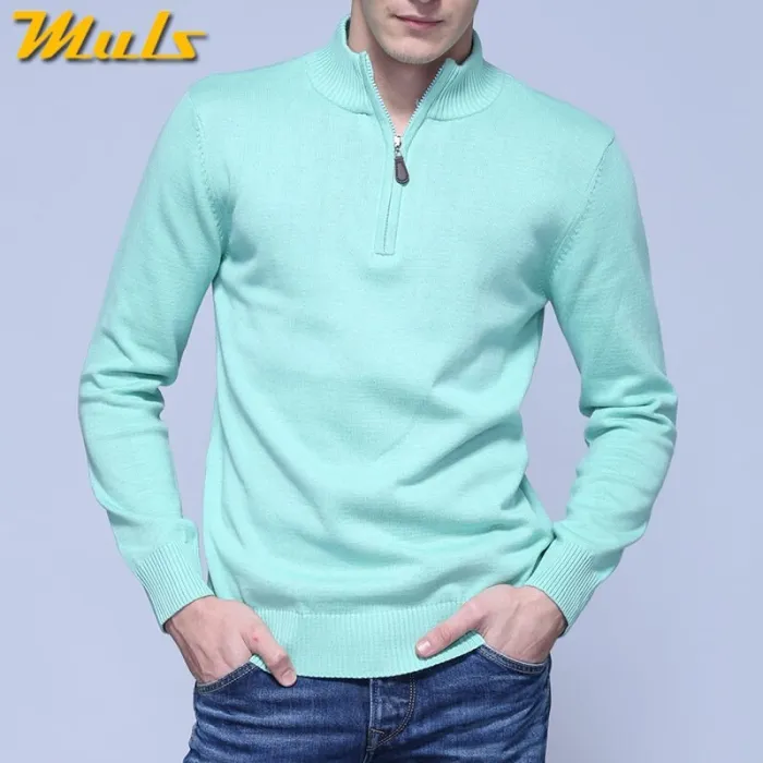 2019 Thicken Polo Sweaters Men Pullover Winter Warm Cotton Knitted Half Zipper Sweater Pullover Male Jumper Autumn Spring Jersey