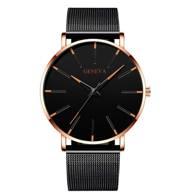 2020 Minimalist Men's Fashion Ultra Thin Watches Simple Men Business Stainless Steel Mesh Belt Quartz Watch