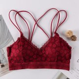 French women's lace sexy lace bra seamless deep V lace thin wireless bra triangle cup underwear sexy female underwear soft bra