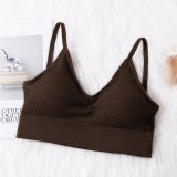 Queenral Underwear Women Bra Seamless Bra Tank Crop Top Bras For Women Back Hollow Wire Free Intimates With Removable Padded