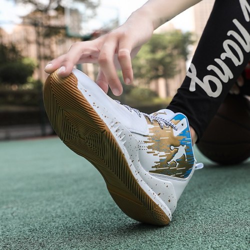 Men's Basketball Shoes   Basketball Sneakers High-top Shockproof Couple Shoes Anti-slip Basket Shoes Women Sneakers