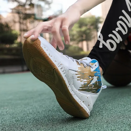 Men's Basketball Shoes   Basketball Sneakers High-top Shockproof Couple Shoes Anti-slip Basket Shoes Women Sneakers