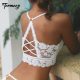 TERMEZY Women Hollow Out Bralette Solid Color Beauty Back Lace Underwear Sexy Vest Female Add pad Wireless Bra Seamless Lingerie