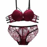 Sexy push up padded underwear briefs lace bra set bra and panty set back closure seamless  women underwire lingerie set