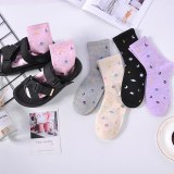 Ladies Socks Cotton Stars Moon Creative Fun Socks Universe Starry Sky Trend Harajuku Novelty Cute Middle Tube Women Cotton Socks