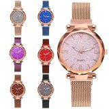 Rose Gold Women Watch 2020 Top Brand Luxury Magnetic Starry Sky Lady Wrist Watch Mesh Female Clock