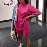 Casual solid outfits women's two piece suit with belt Home loose sports tracksuits fashion bicycle suit summer hot 2020