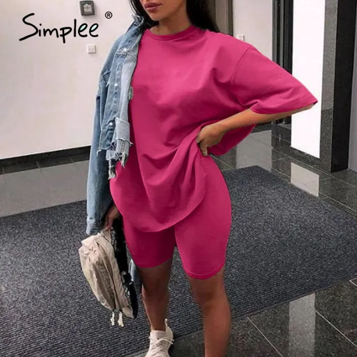 Casual solid outfits women's two piece suit with belt Home loose sports tracksuits fashion bicycle suit summer hot 2020