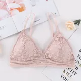 French women's lace sexy lace bra seamless deep V lace thin wireless bra triangle cup underwear sexy female underwear soft bra