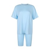 Rapwriter Solid Summer Oversized Tshirt And Shorts Two Piece Set Women Slim Shorts Long Tee Shirt Outfits Femme Biker Track Suit