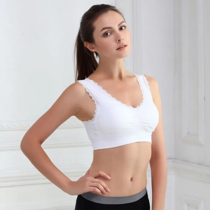 Solid Color Breathable Women Seamless Fitness Lace Bra Tops Underwear Ladies Bras S-3XL Plus Size
