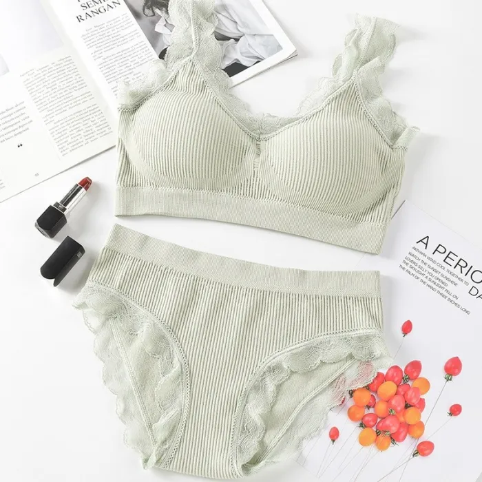 Women Sexy Push Up Underwear Bra Set Sports Lace Bra Set Top High Impact For Fitness Padded Running Jogging Gym Wear Female Bra