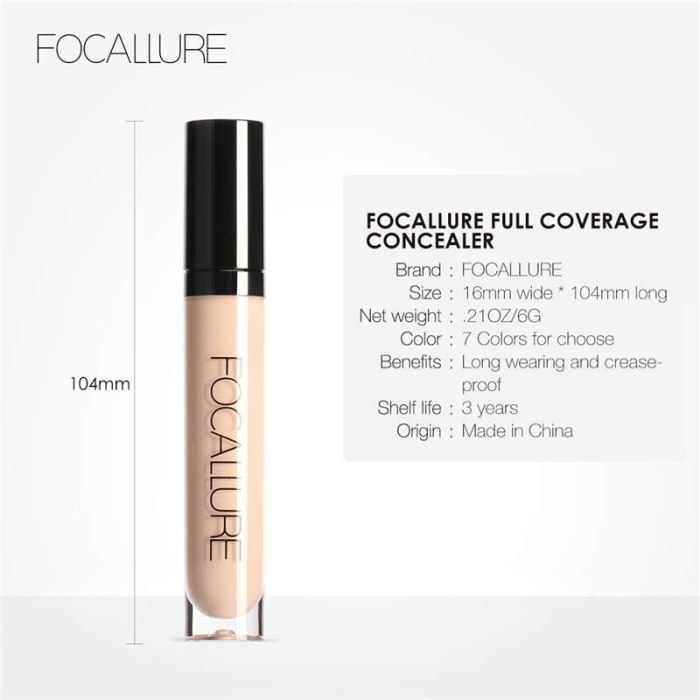 FOCALLURE Eye Concealer & Base 7 Colors Full Coverage Suit for All Color Skin Face/Eye Makeup Liquid Concealer