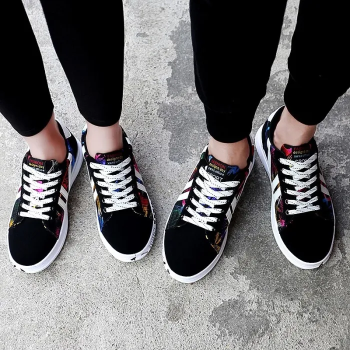 Rainbow Canvas  Shoes New Fashion Shoes Leisure Board Shoes Retro Wild Low-top Breathable Casual Shoes  Men Fashion Shoes