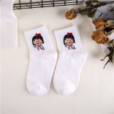 Japanese Kawaii Women Animals Cartoon Tube Socks Cute Egg Rabbit Panther Cotton Long Socks Female and Ladies Pink Milk White Sox