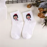 Japanese Kawaii Women Animals Cartoon Tube Socks Cute Egg Rabbit Panther Cotton Long Socks Female and Ladies Pink Milk White Sox