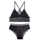 Transparent Lace Bra and Panty Set Women Sexy Lingerie Intimates Ladies Underwear Set Fashion Bra & Brief Sets Solid Color