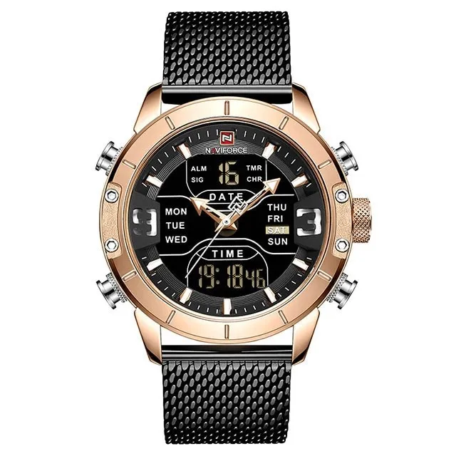 2020 Analog Digital Watches Men Luxury Brand Stainless Steel Sports Men's Watches Digital Waterproof Man Watch