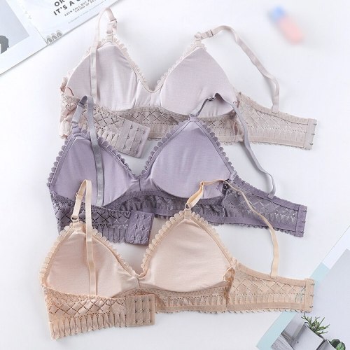 Female Wireless Push Up Bras Thin Soft Underwear Seamless Deep V Lace Bras for Women Sexy Lingeries