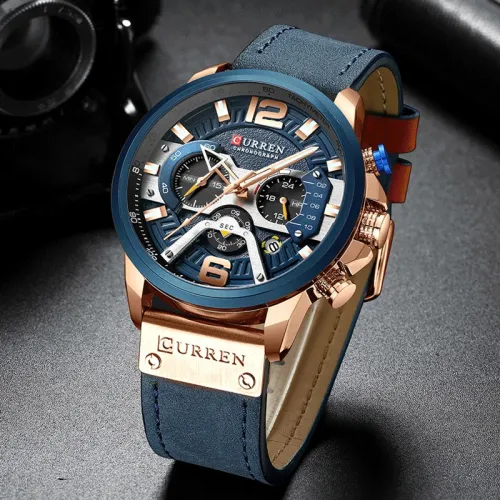 CURREN Watch Luxury Mens Watch Military Leather Wristwatch Man Sports Clock Casual Fashion Chronograph Waterproof Relojes Hombre