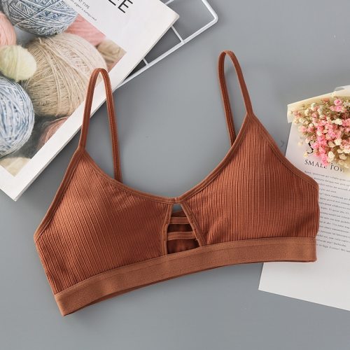 BEFORW Solid Color Sexy Hollow Bra Thin strap Push Up Bra Wire Free Seamless Underwear Women Slim Fit Cozy Thread Female Bras