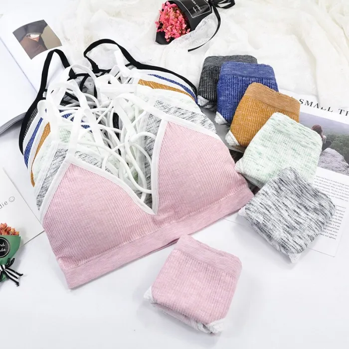 Seamless Active Bra  Set Fashion Bra Briefs Set For Women Lingerie Push Up Bralette With Pads Free Siz Sports Underwear Set