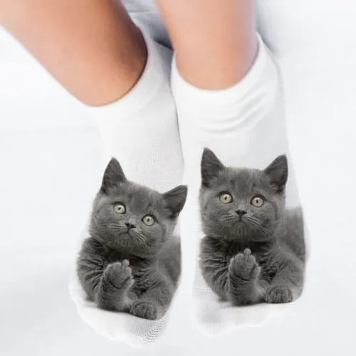 New 3D Print Funny Cute Cartoon Kitten Unisex Short Socks Creative Colorful Multiple Cat Face Happy Low Ankle Socks For Women