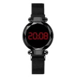 LED Watch Men's Digital Electronic Clock Watch Women's Fashion Dress Wristwatch Milan Magnet Buckle Quartz Watch