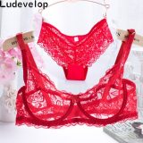 32-40 ABC Cup Intimates Hollow out Lace Bra And Briefs France Sexy Women Ultra-thin Underwear Bra Set Sexy Lingerie Bra Up Sofe
